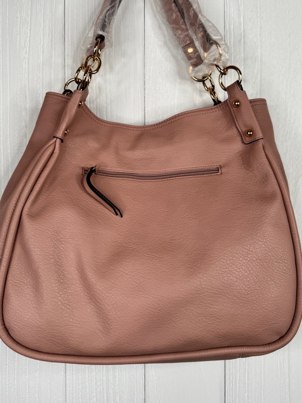 Jessica Simpson Blush Pink Leather Shoulder Bag with Gold Hardware - Picture 4 of 14